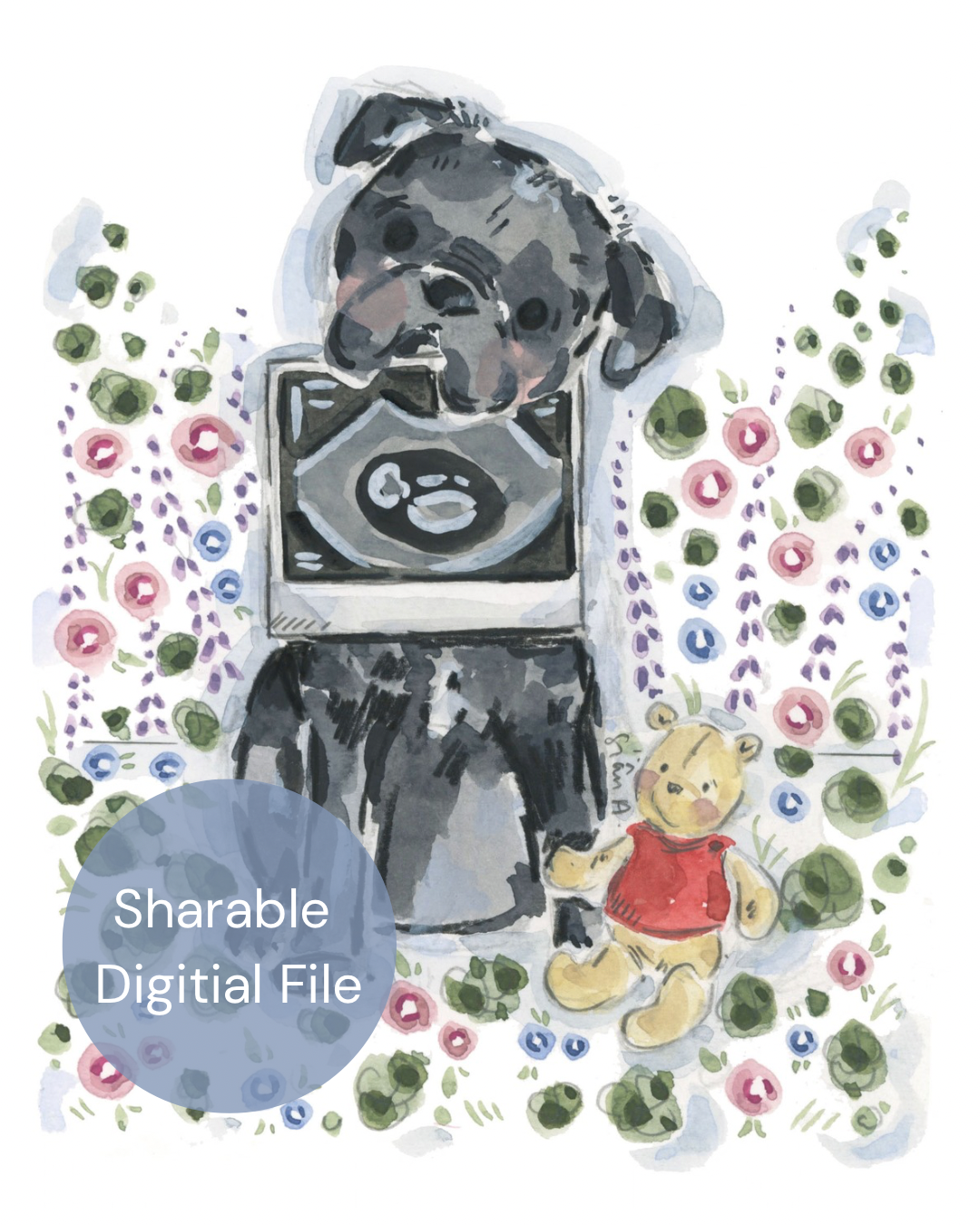 Digital Pet and Baby Announcement Portrait