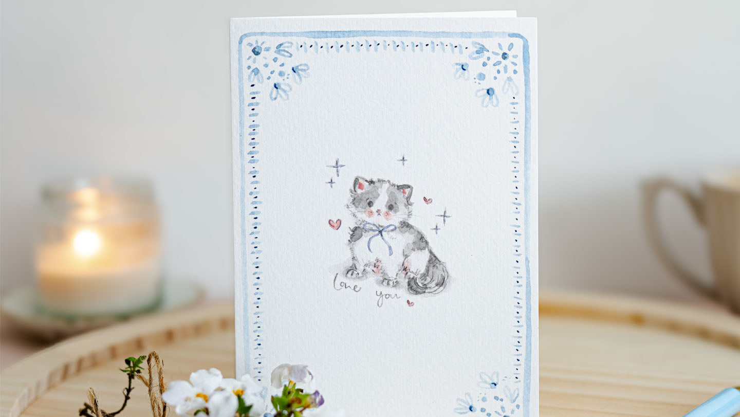 Sian Alexia Paine Artist Love you Kitten Greeting Card