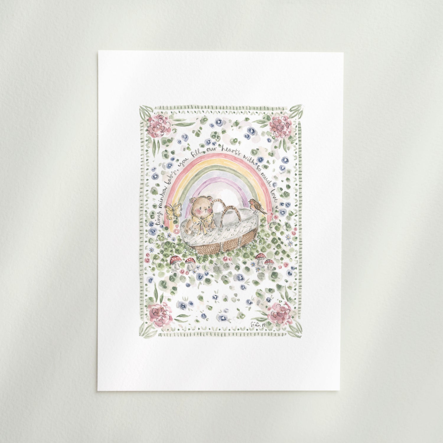 Tiny Rainbow Baby watercolour Print, Baby Nursery Art Print by Sian Alexia Paine, Sian Alexia Illustration