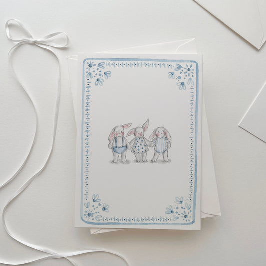 Blue Bunnies Keepsake Card