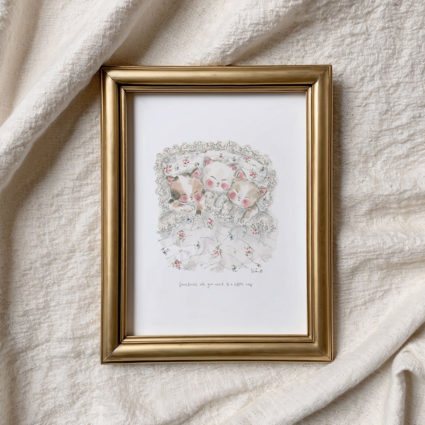 Cat Nap Print, Cat watercolour Art Print by Sian Alexia Paine, Sian Alexia Illustration