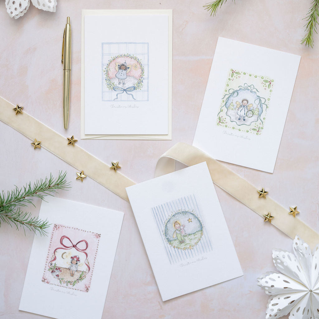Add a sprinkle of Christmas charm with Siân Alexia Illustration’s Christmas Pixie Card Sets. Featuring whimsical watercolour designs, printed in the UK on premium textured card. Available in sets of 8 or 12 , perfect for spreading Christmas love and magic.