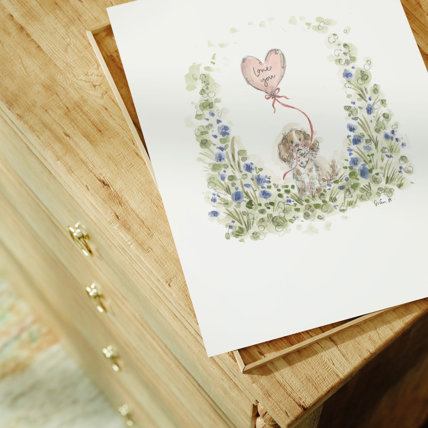 Love You Puppy Print
