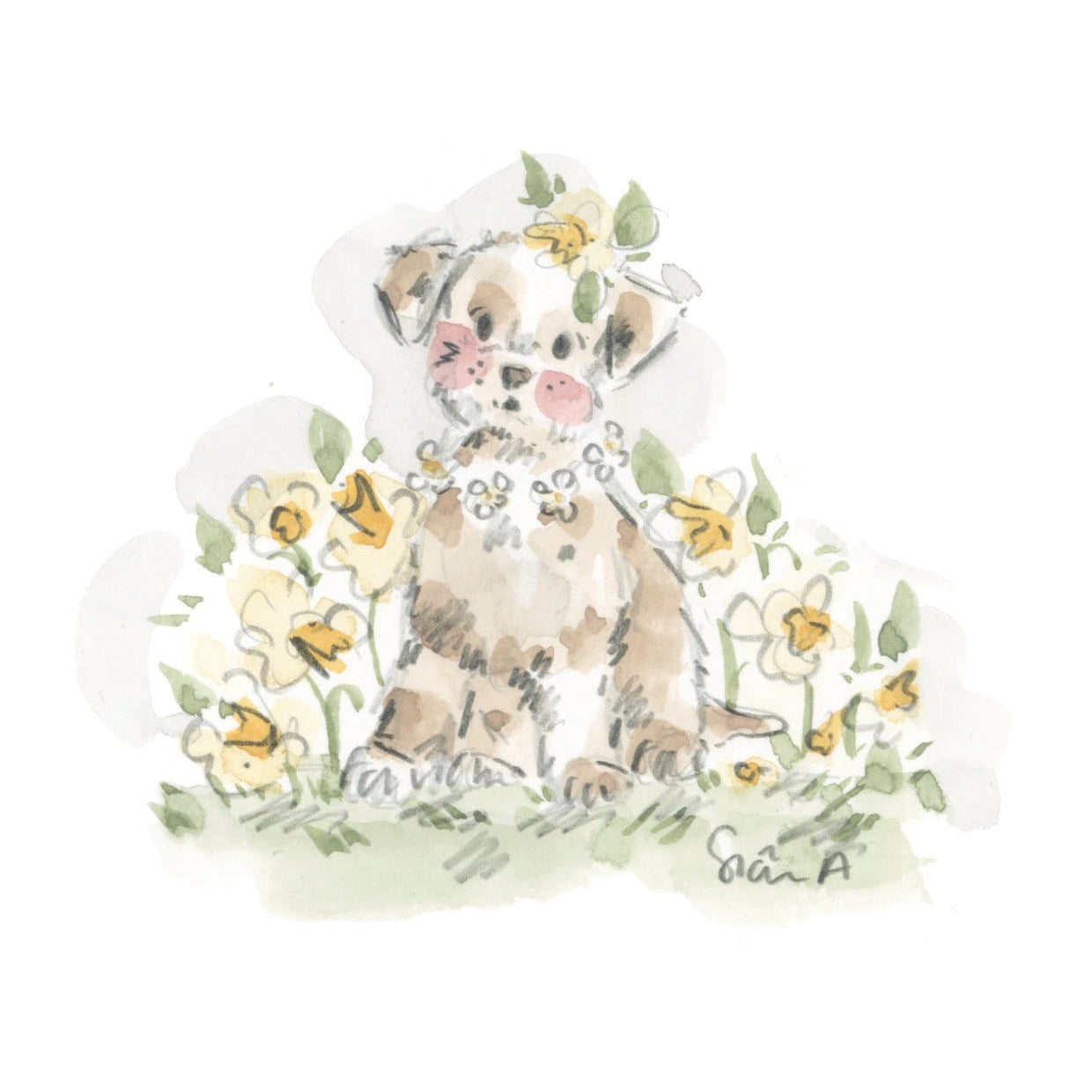Daffodil dog sian alexia illustration Sian Alexia Paine Artist