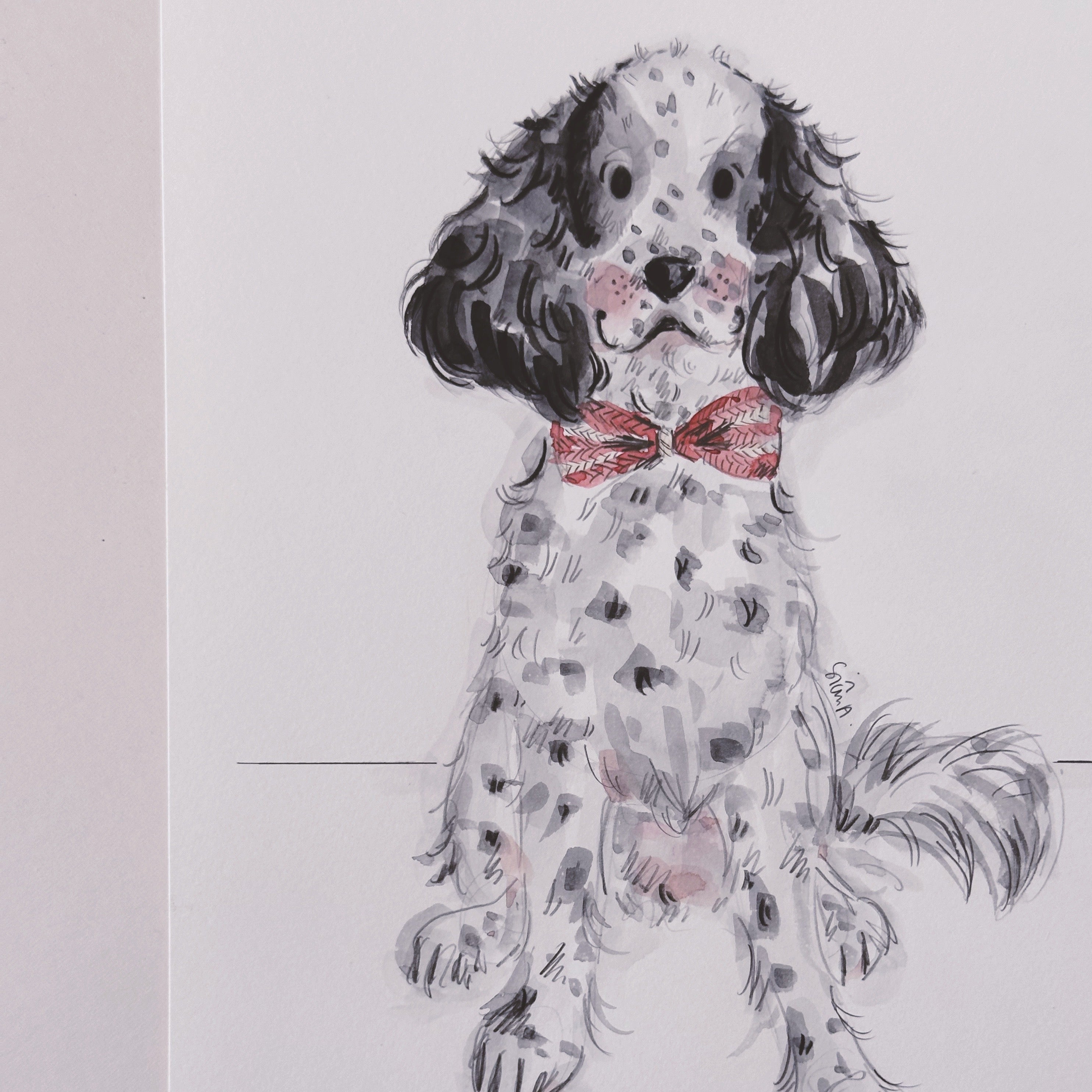 Dog Illustration Bespoke Portrait by Sian Alexia Paine 