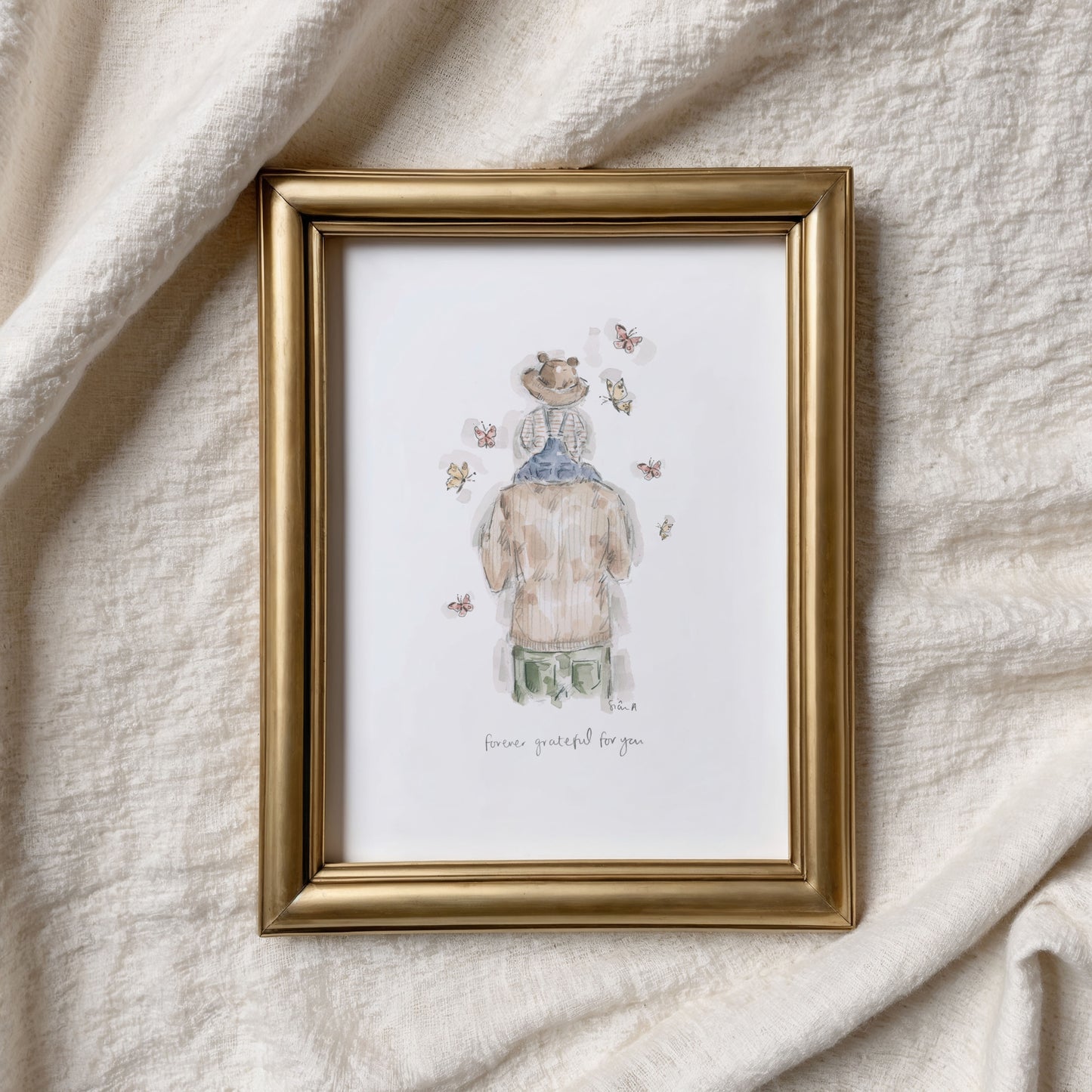 Forever Grateful For You (Little Boy) Print, Fatherhood Print by Sian Alexia Paine 