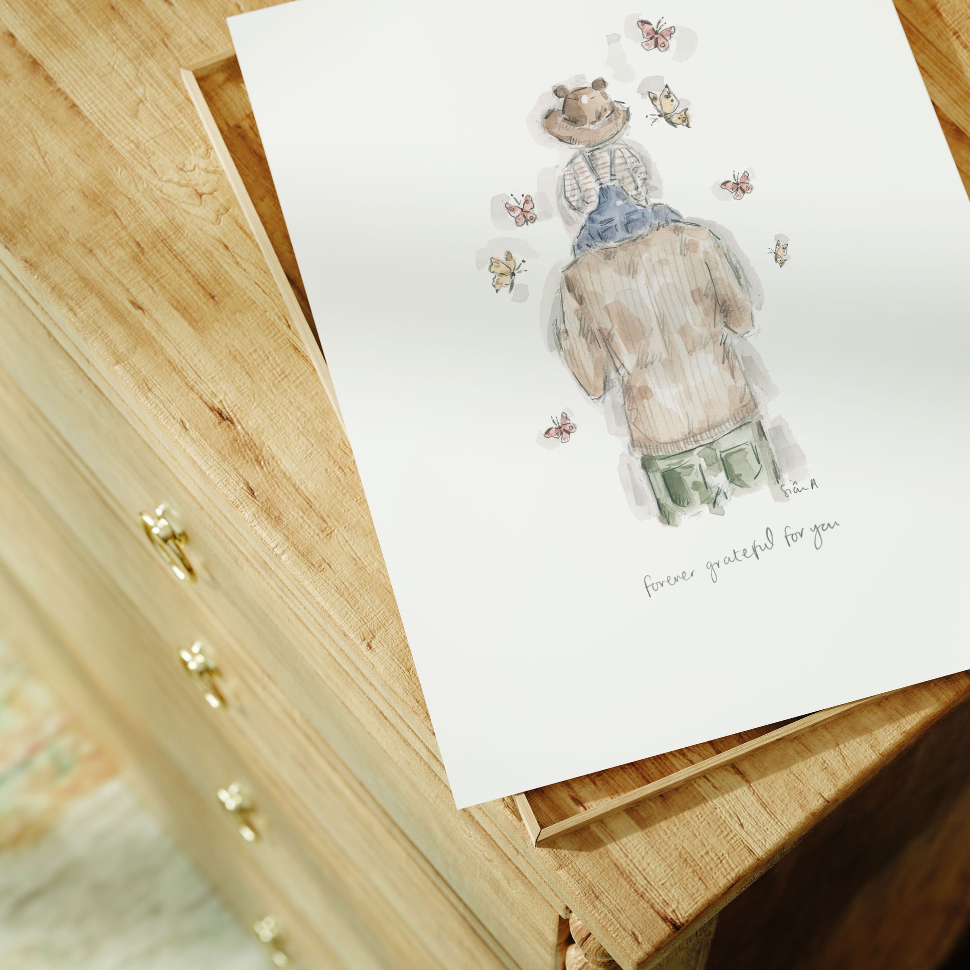 Forever Grateful For You (Little Boy) Print, Fatherhood Print by Sian Alexia Paine, Sian Alexia Illustration