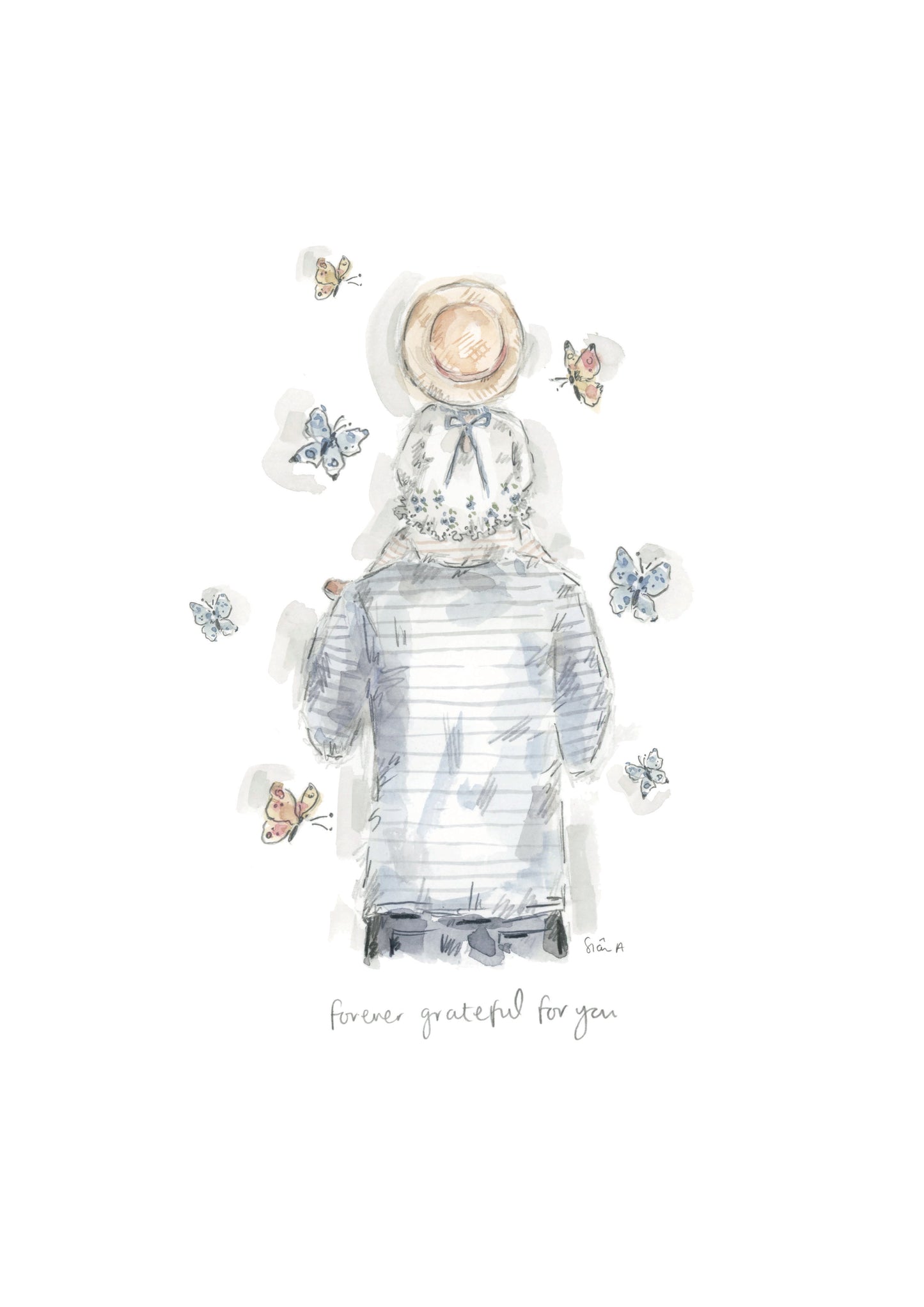 Forever Grateful For You (Little Girl) Print, Fatherhood Print, Father and daughter Art by Sian Alexia Paine