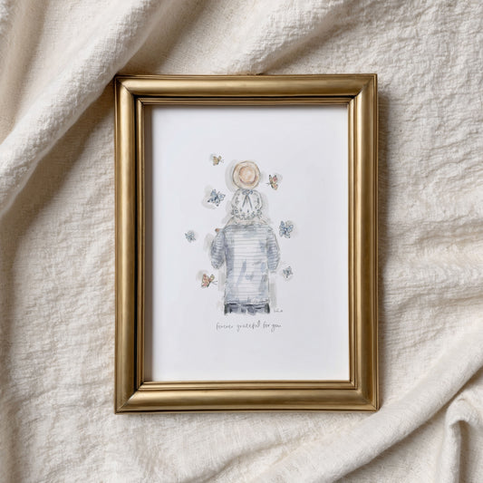 Forever Grateful For You (Little Girl) Print, Fatherhood Print, Father and daughter Art by Sian Alexia Paine, Sian Alexia Illustration