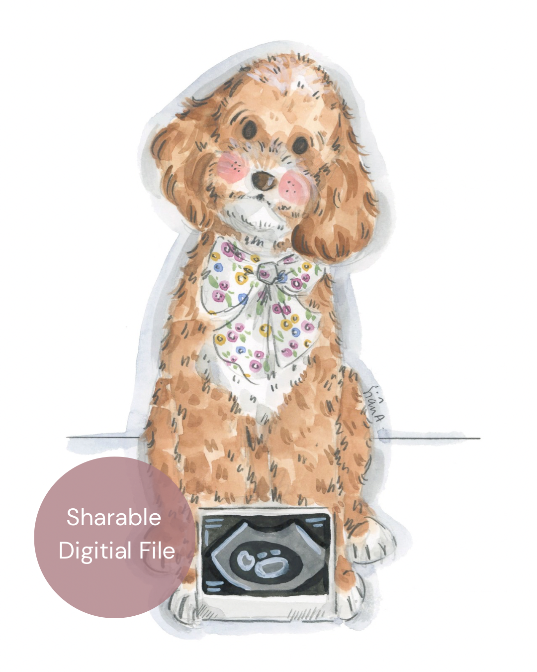 Digital Pet and Baby Announcement Portrait