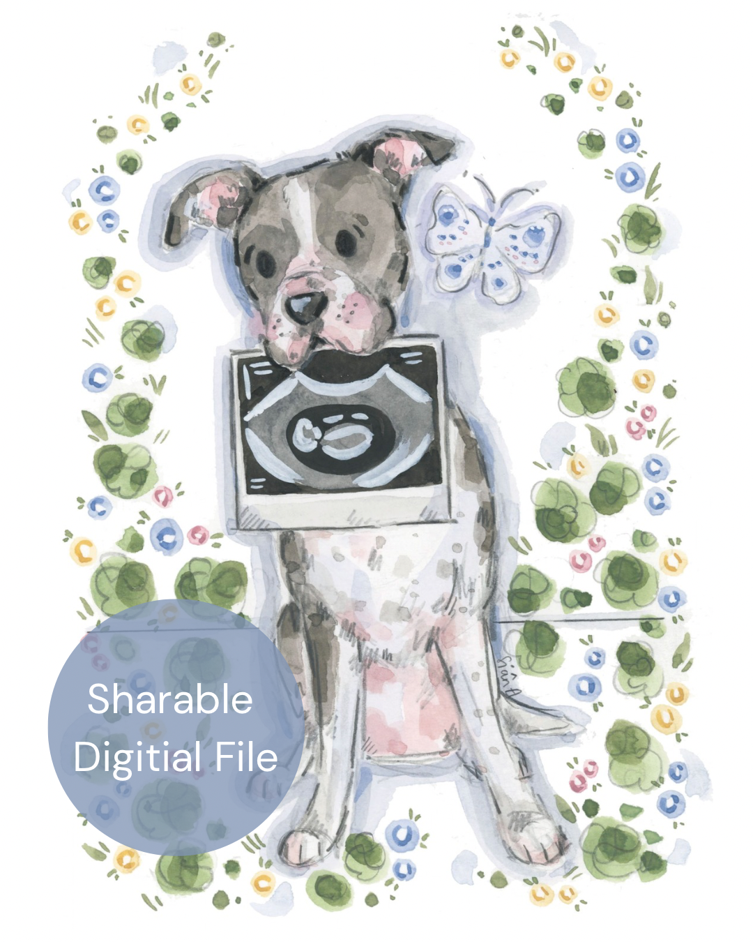 Digital Pet and Baby Announcement Portrait