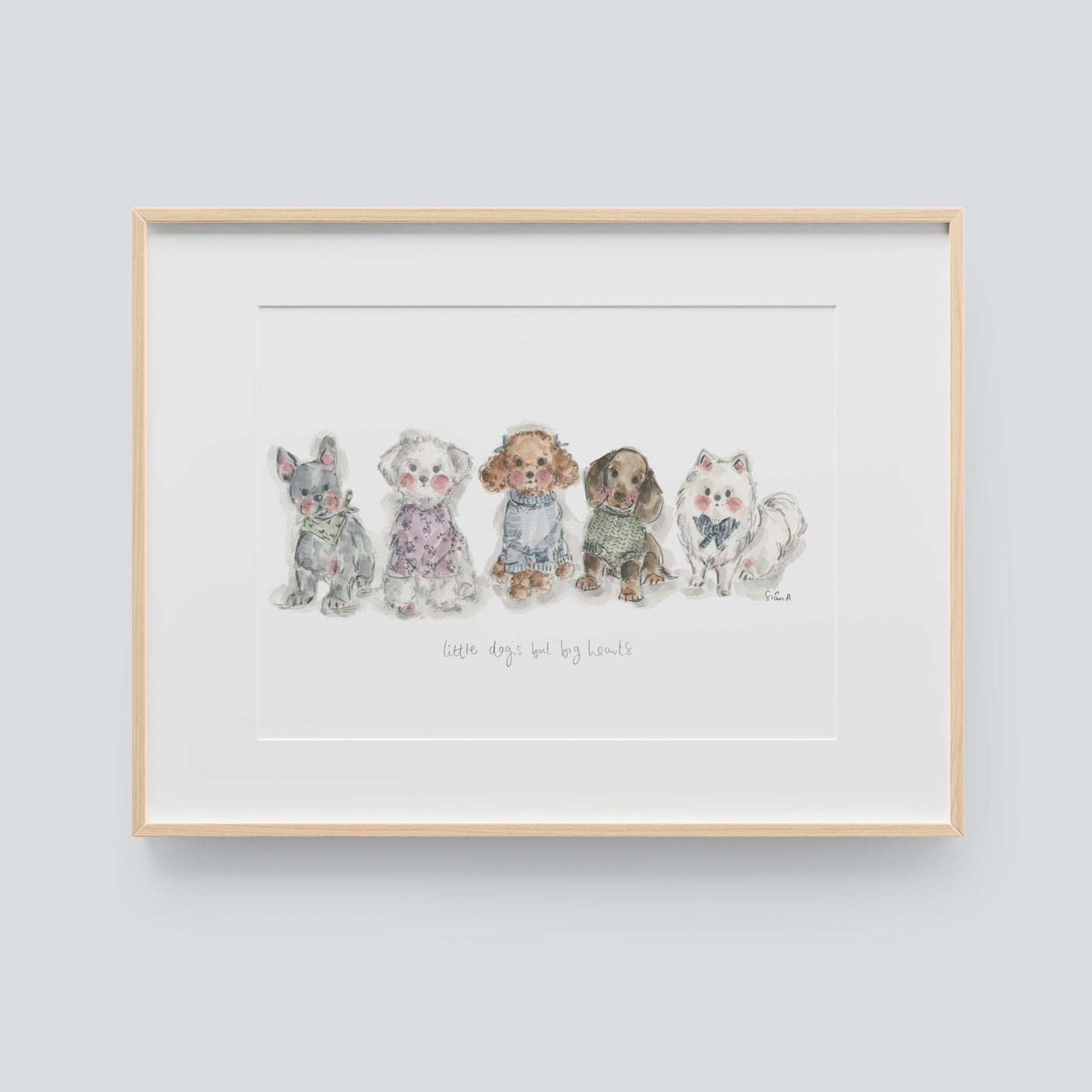 Little Dogs but big hearts print by Sian Alexia Paine 