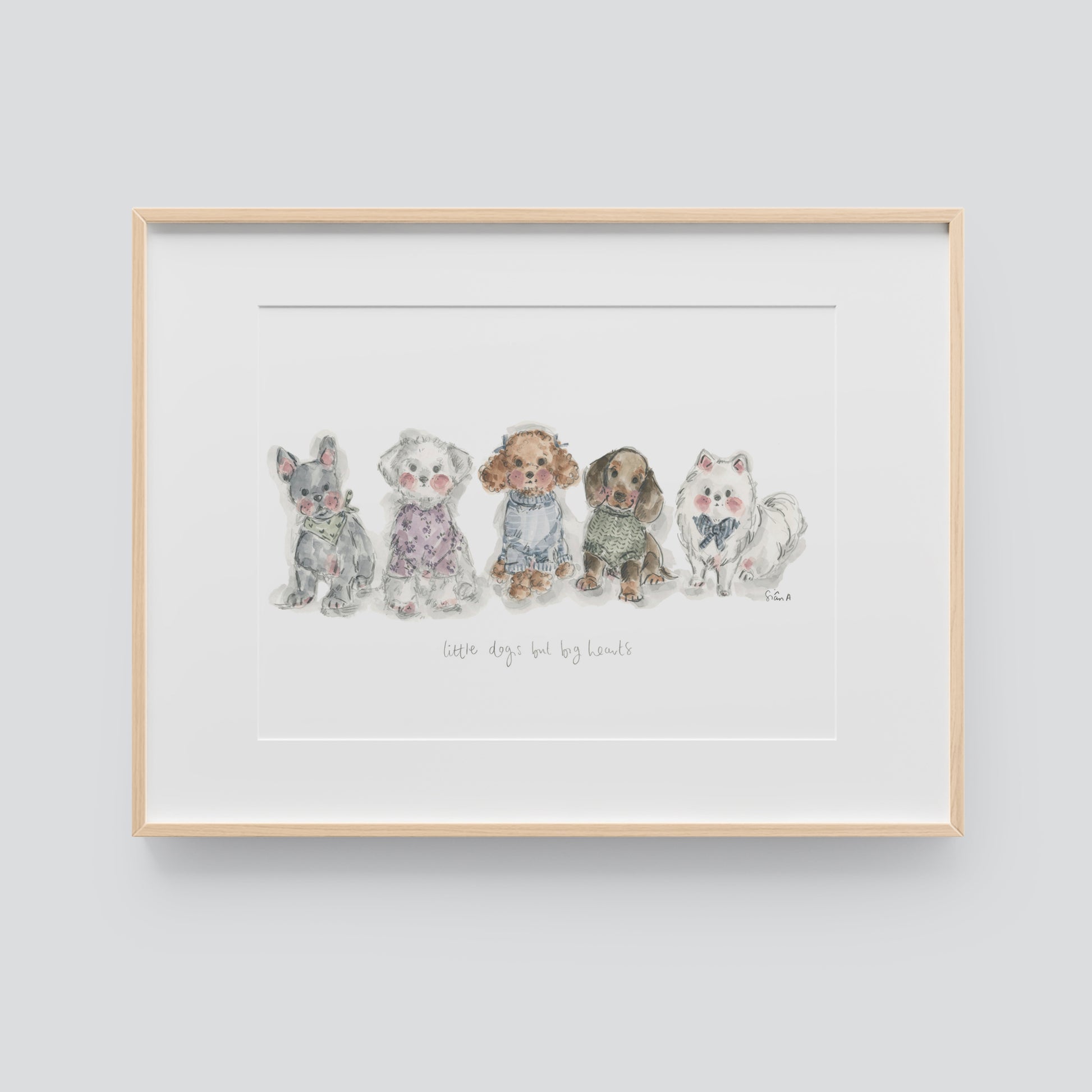 Little Dogs but big hearts print by Sian Alexia Paine 