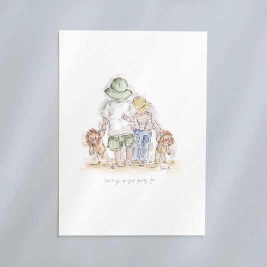 Little Lions Print, Brothers Art Print By Sian Alexia Paine 
