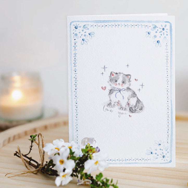 Love You Kitten Keepsake Greeting Card designed by Sian Alexia Paine 