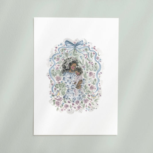 Motherhood Bluebird Print, Motherhood Art Print by Sian Alexia Paine 