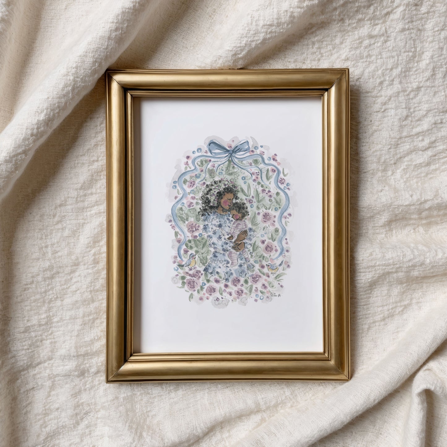 Motherhood Bluebird Print, Watercolour Motherhood Art Print by Sian Alexia Paine 
