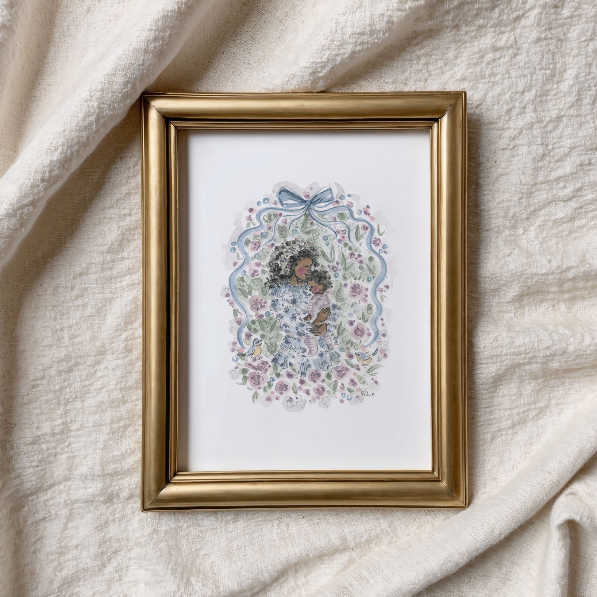 Motherhood Bluebird Print, Watercolour Motherhood Art Print by Sian Alexia Paine 