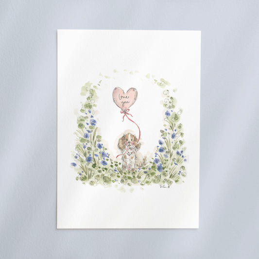 Love You Puppy Print