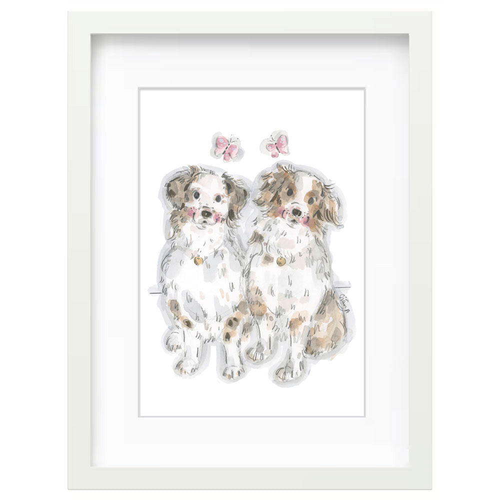 Sian Alexia Illustration A3 Framed Keepsake Bespoke Pet Dog Portrait 