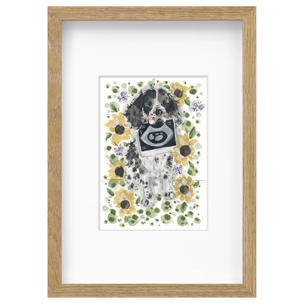 Sian Alexia Illustration A5 Framed Bespoke Watercolour Dog Portrait Signature Package Artwork