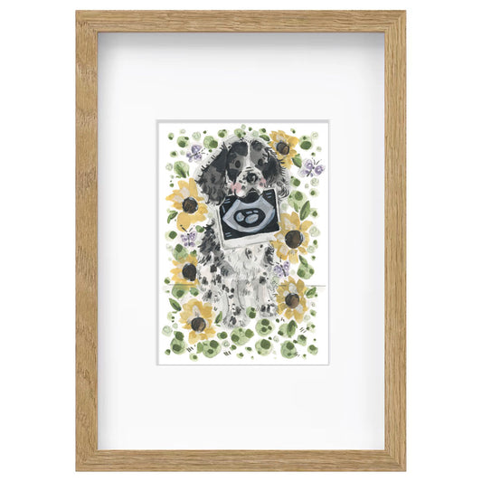 Sian Alexia Illustration A5 Framed Bespoke Watercolour Dog Portrait Signature Package Artwork
