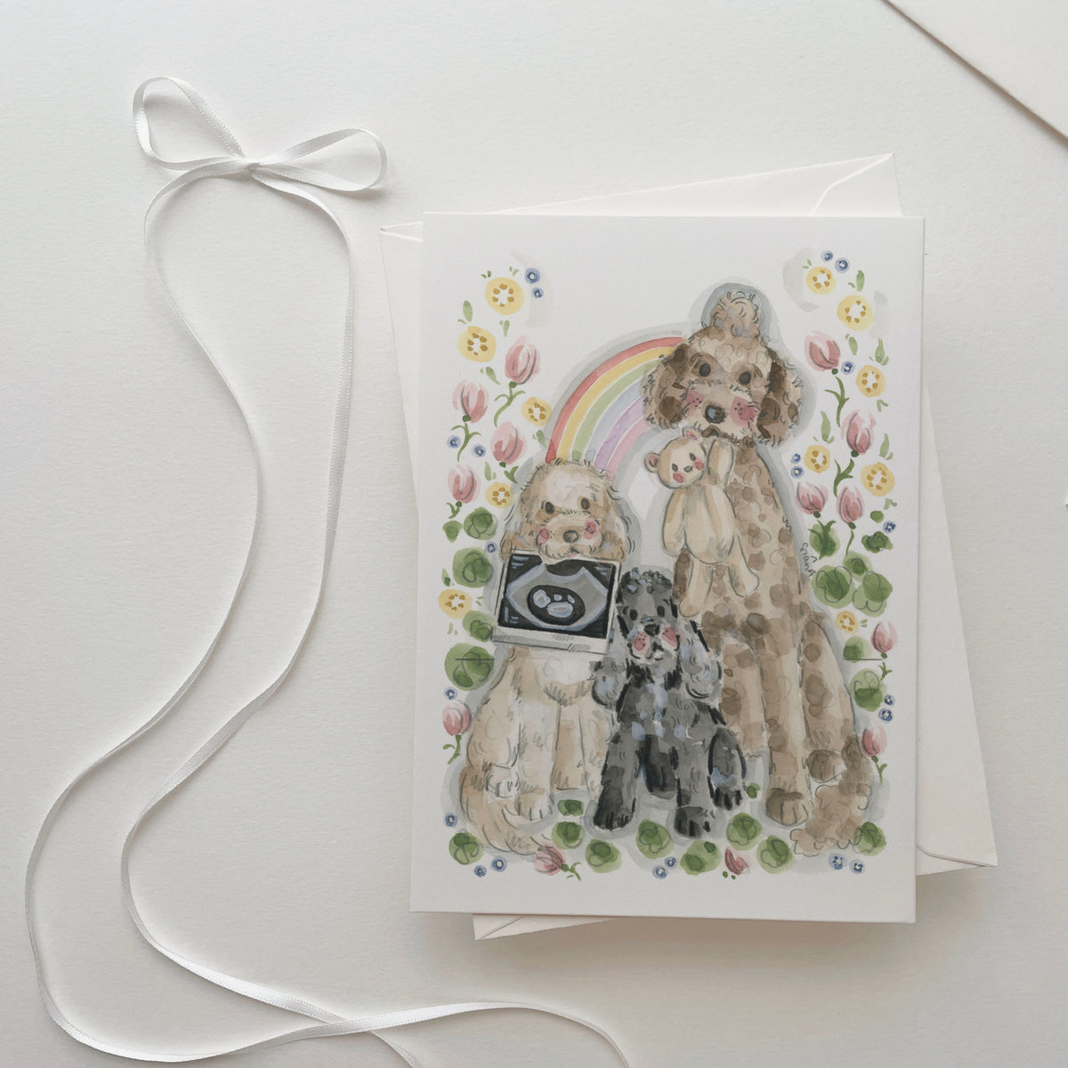 Sian Alexia Illustration Bespoke watercolour Pet Dog portrait A6 luxury Card 