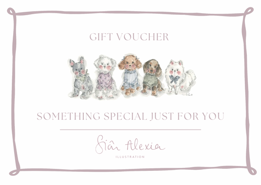 Sian Alexia Illustration Digital Gift Voucher, the perfect gift for art and illustration lovers.