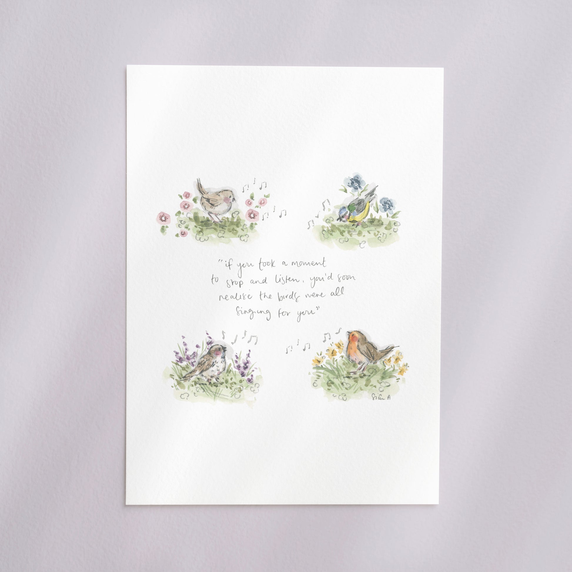 Singing For You Print, Garden Birds Art Print by Sian Alexia Paine 