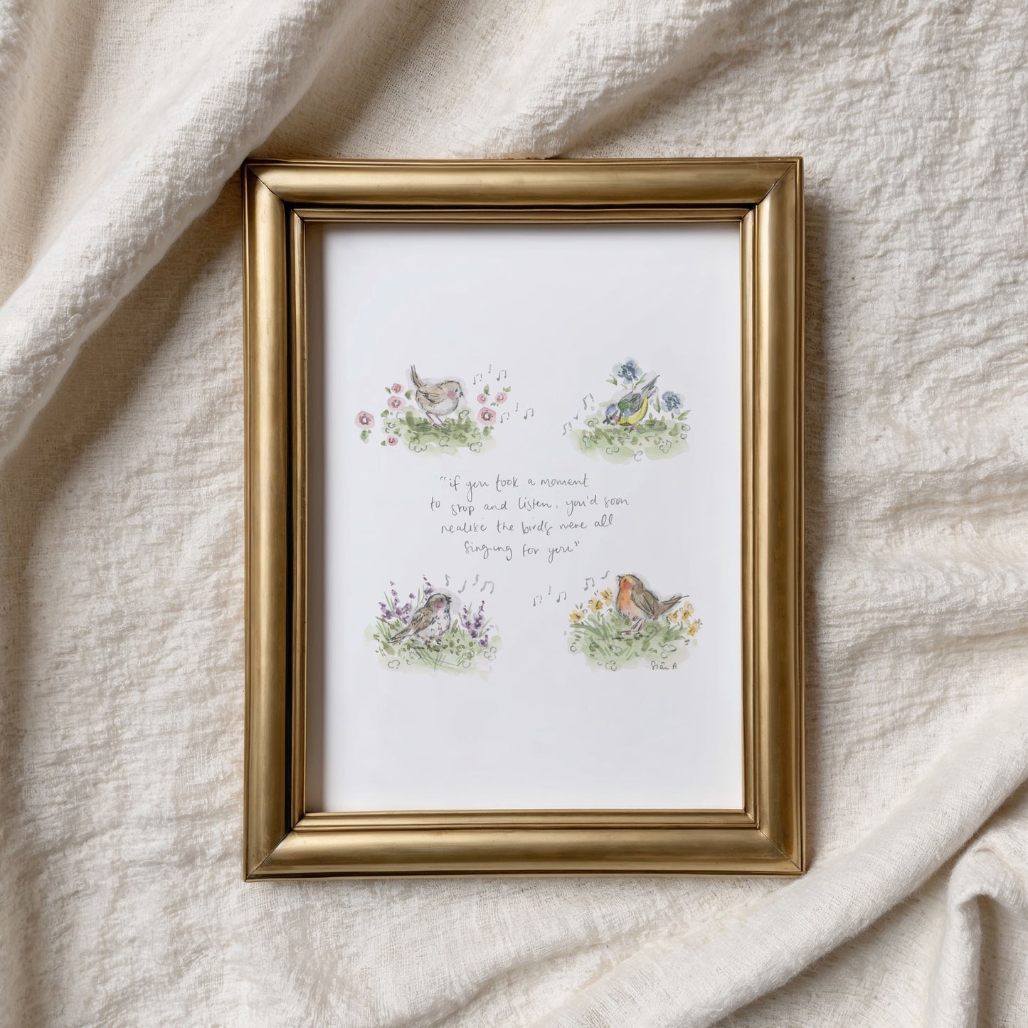 Singing For You Print, Garden Birds Watercolour Art Print by Sian Alexia Paine, Sian Alexia Illustration 