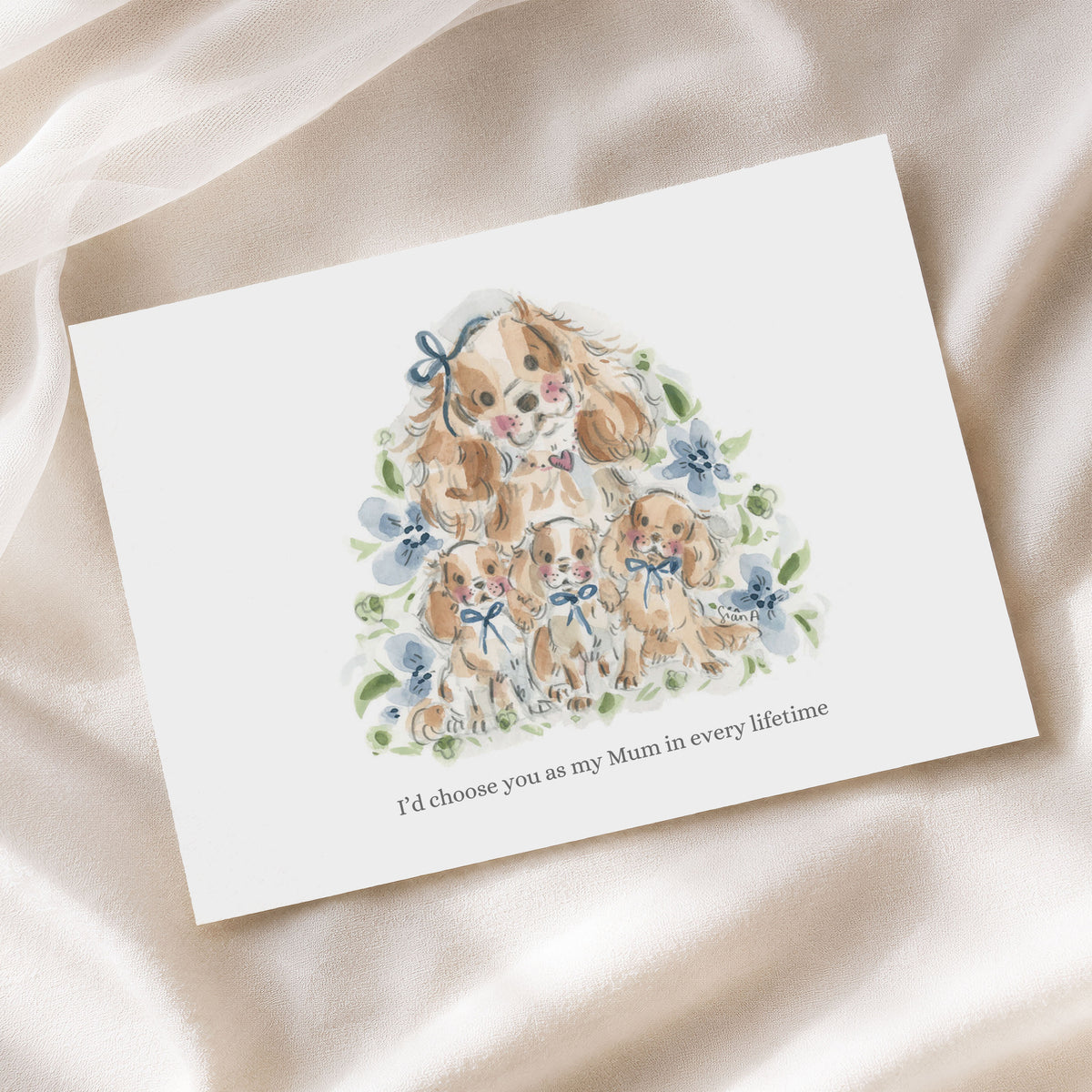 Special Mum Print by Sian Alexia Paine Artist , dog watercolour illustration 