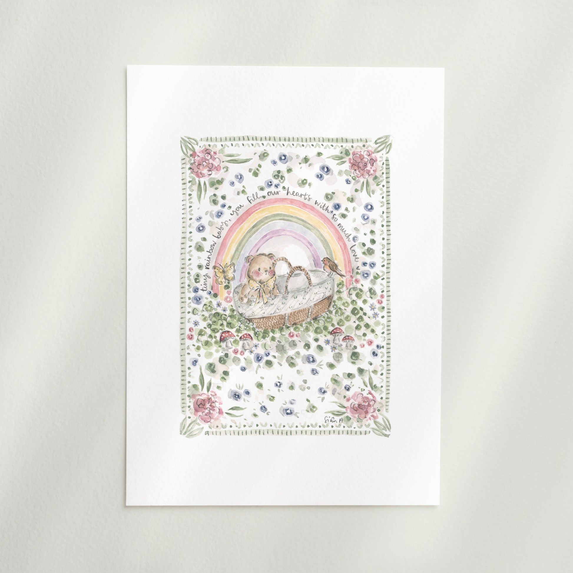 Tiny Rainbow Baby watercolour Print, Baby Nursery Art Print by Sian Alexia Paine, Sian Alexia Illustration